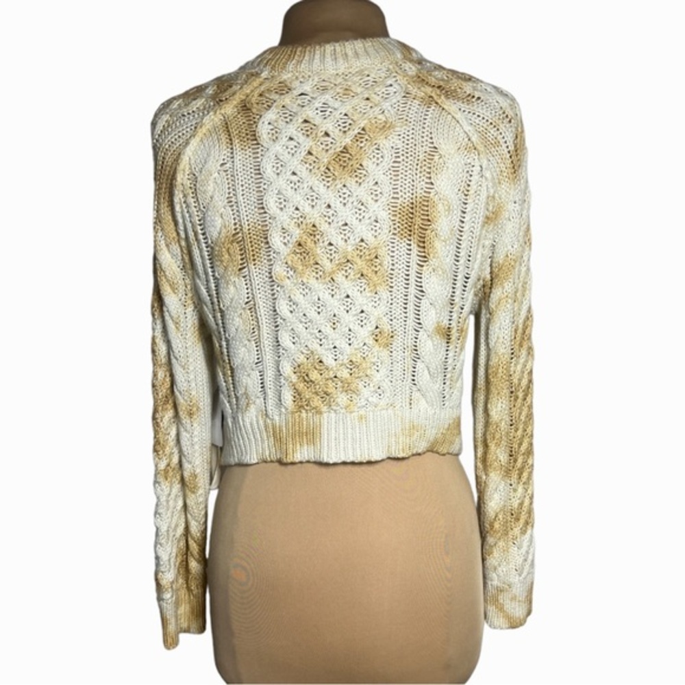Bird by Juicy Couture tea stained tie dye cable knit cropped cardigan sweater - Picture 3 of 6